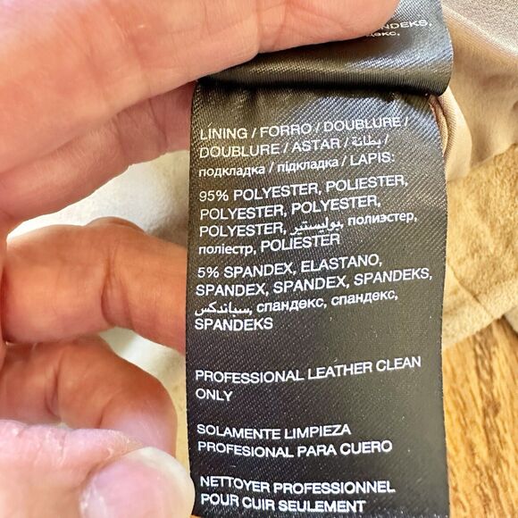 BEBE TAN SUEDE Textured LEATHER ZIP Bomber‎ JACKET COAT SIZE Medium - Picture 15 of 16